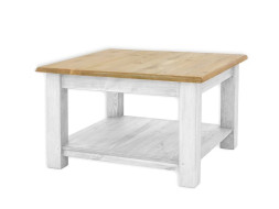 Rustikální konferenční stolek POPRAD WHITE MES06A:bílá patina-tmavý vosk
