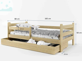 Dětská postel Filip se šuplíkem 90x200 cm: bezbarvý lak