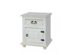 Rustikální noční stolek POPRAD WHITE COM115 pravý:bílý vosk