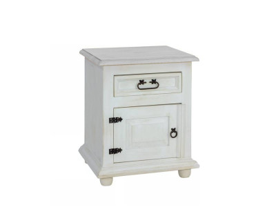 Rustikální noční stolek POPRAD WHITE COM115 levý:bílá patina