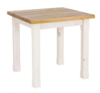 Rustikální jídelní stůl POPRAD WHITE MES02A 80x80 cm:antická bílá-tmavý vosk
