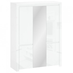 LINGO  kombinovaná  skříň  se zrcadlem  5d   bílý lesk