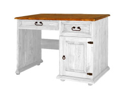 Rustikální psací stůl POPRAD WHITE BIK01A:bílá patina-tmavý vosk