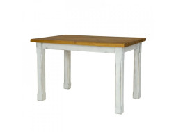 Rustikální jídelní stůl POPRAD WHITE MES02B 80x80 cm:antická bílá-tmavý vosk