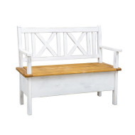Rustikální lavice POPRAD WHITE SIL13B 100 cm:bílá patina-světlý vosk