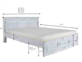 Rustikální postel POPRAD WHITE ACC03 160x200 cm:bílá patina