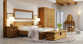 Rustikální postel POPRAD ACC02 200x200 cm:tmavý vosk