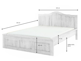 Rustikální postel POPRAD WHITE ACC04 90x200 cm:bílý vosk
