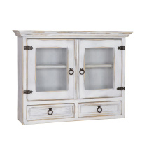 Rustikální noční stolek POPRAD WHITE COM115 pravý:antická bílá-tmavý vosk