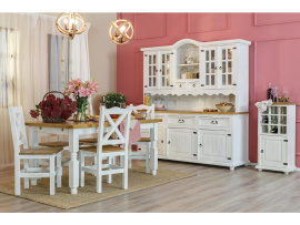 Rustikální jídelní stůl POPRAD WHITE MES01B 80x80 cm:bílý vosk-tmavý vosk
