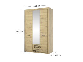 SAPORO skříň se zrcadlem 3d2s dub navara