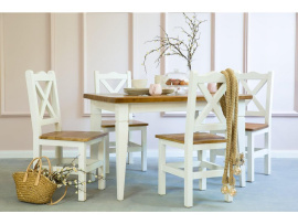 Rustikální jídelní stůl POPRAD WHITE MES03A 120x80 cm:bílý vosk-světlý vosk