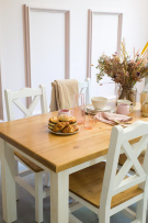 Rustikální jídelní stůl POPRAD WHITE MES13A 120x80 cm:bílý vosk-světlý vosk