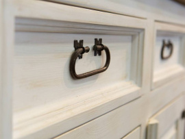 Rustikální jídelní stůl POPRAD WHITE MES13B 160x80 cm:bílá patina-tmavý vosk