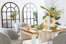 Rustikální jídelní stůl POPRAD WHITE MES13B 80x80 cm:antická bílá-tmavý vosk