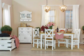 Rustikální konzolový stolek POPRAD WHITE MES09:bílá patina-tmavý vosk