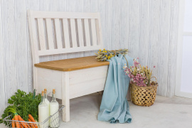 Rustikální lavice POPRAD WHITE SIL14A 100 cm:antická bílá-světlý vosk
