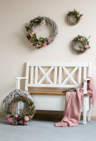 Rustikální lavice POPRAD WHITE SIL13B 100 cm:bílá patina-tmavý vosk