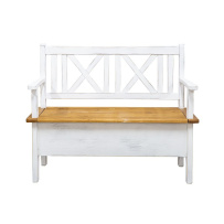 Rustikální lavice POPRAD WHITE SIL13B 100 cm:antická bílá-světlý vosk