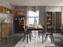 TOR rozkládací jídelní stůl 130/175 dub artisan / černá