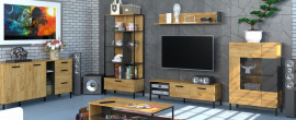 SANTIS TV stolek 2k / 155 dub craft zlatý / antracit