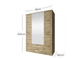 DOORSET  skříň  se zrcadlem  4d2s  dub navarra